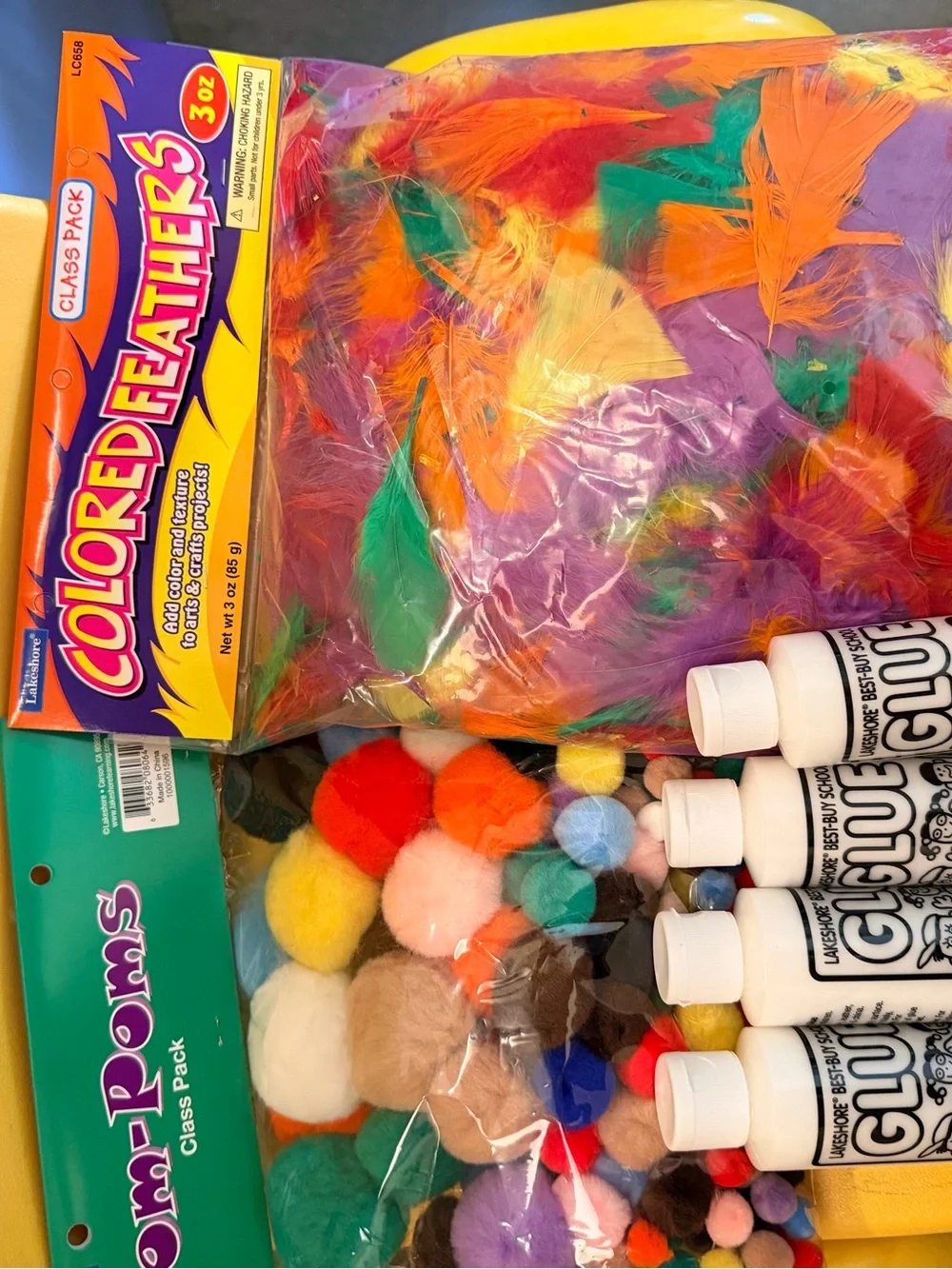 Multicolor Party Craft Pack with Colored Craft Sticks, Washable Markers & Glue